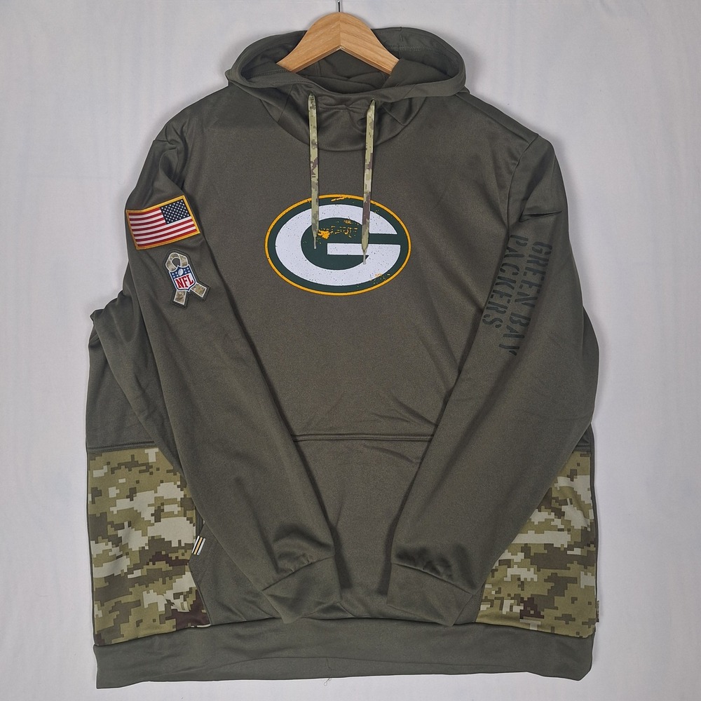 Nike Green Bay Packers Salute to Service Military Hoodie Olive Green XXL